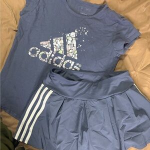 Girl’s Adidas Navy Tee and Skirt Set